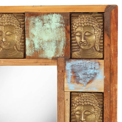 Spiegel Boeddha Massief Gerecycled Hout 50 x 50 cm