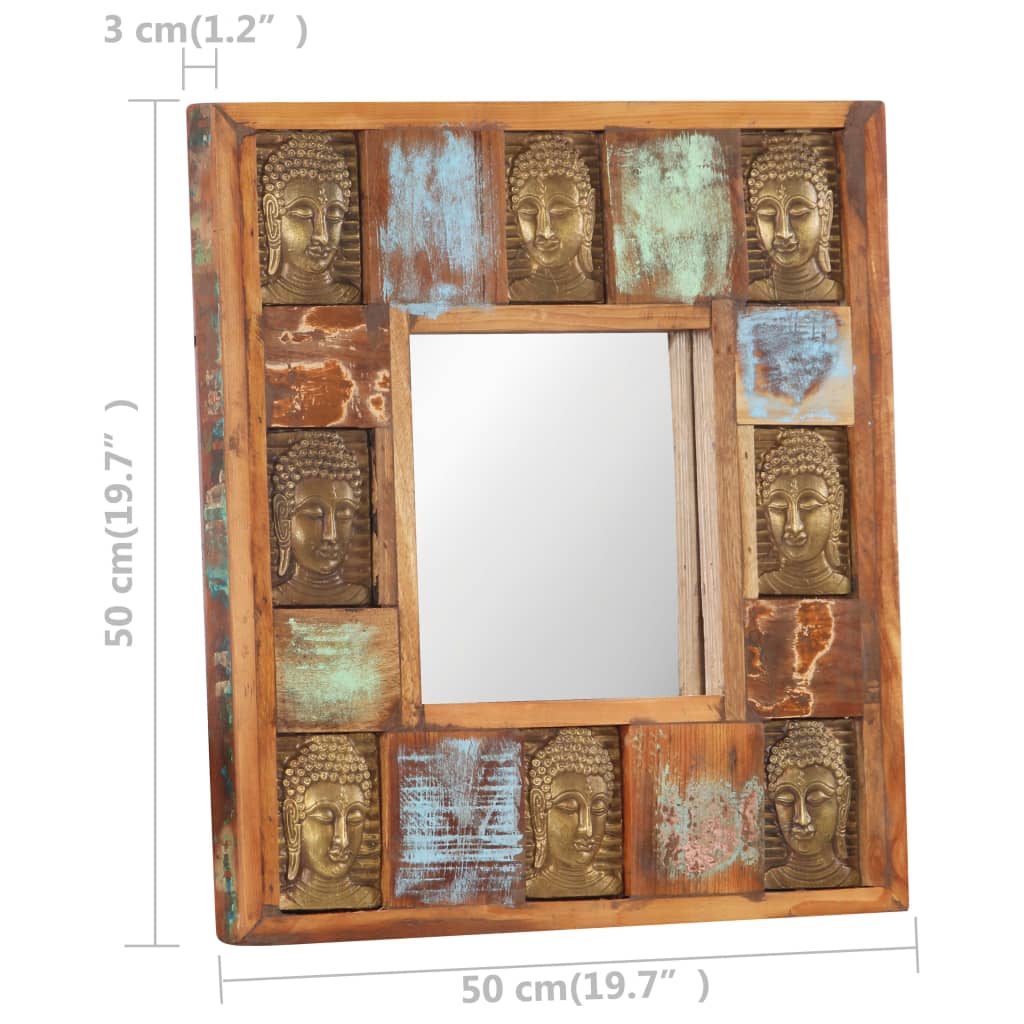 Spiegel Boeddha Massief Gerecycled Hout 50 x 50 cm