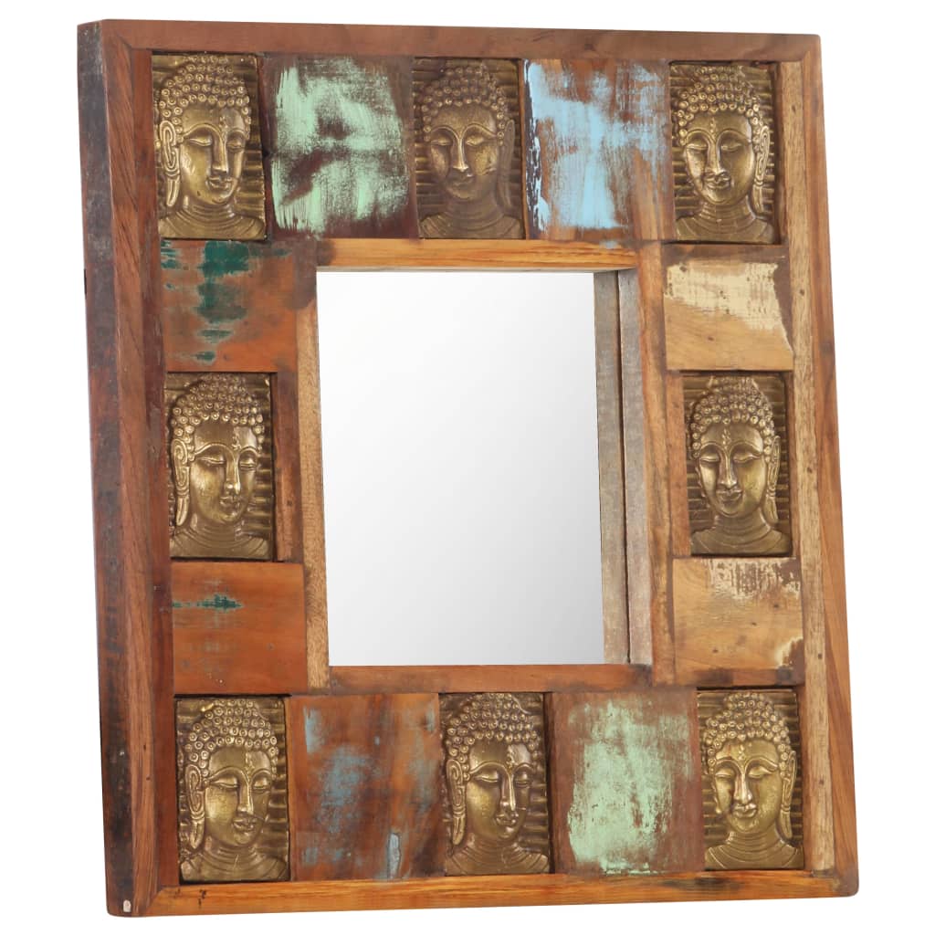 Spiegel Boeddha Massief Gerecycled Hout 50 x 50 cm