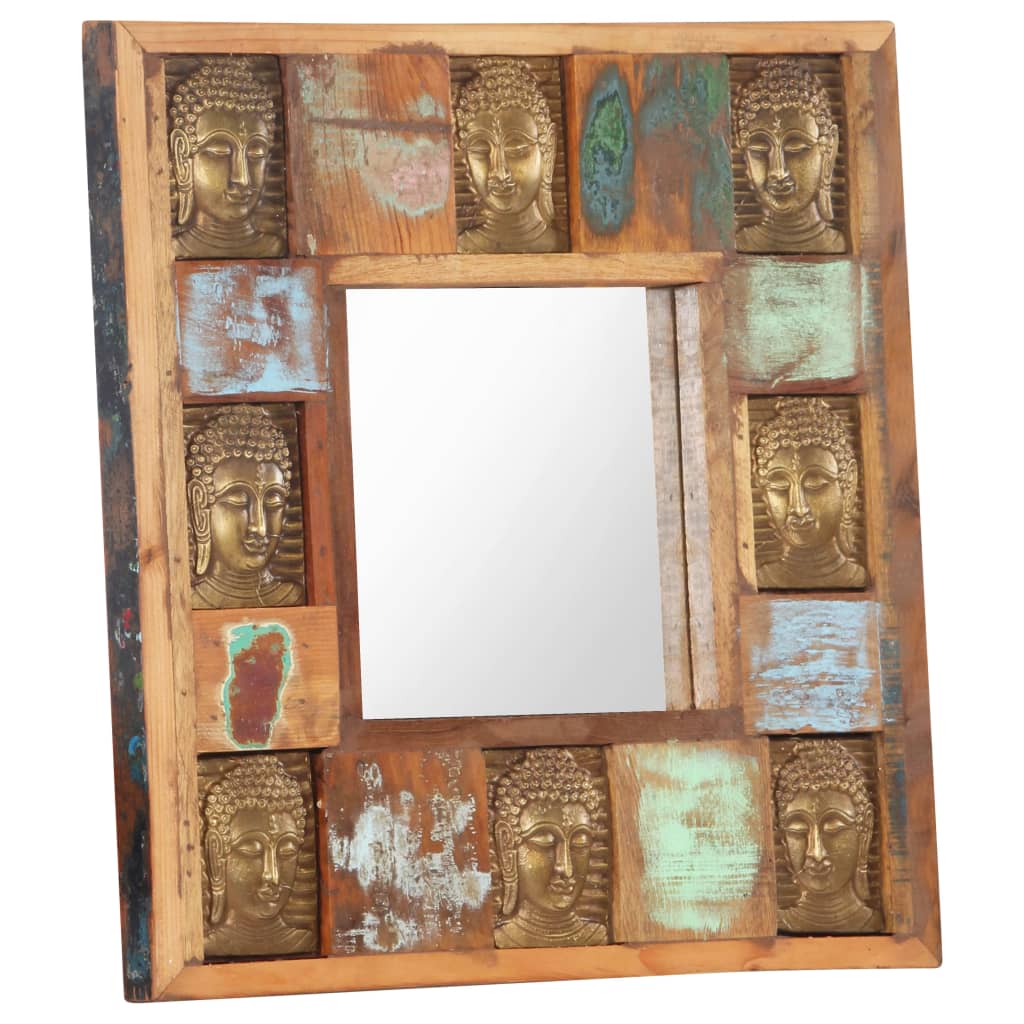 Spiegel Boeddha Massief Gerecycled Hout 50 x 50 cm