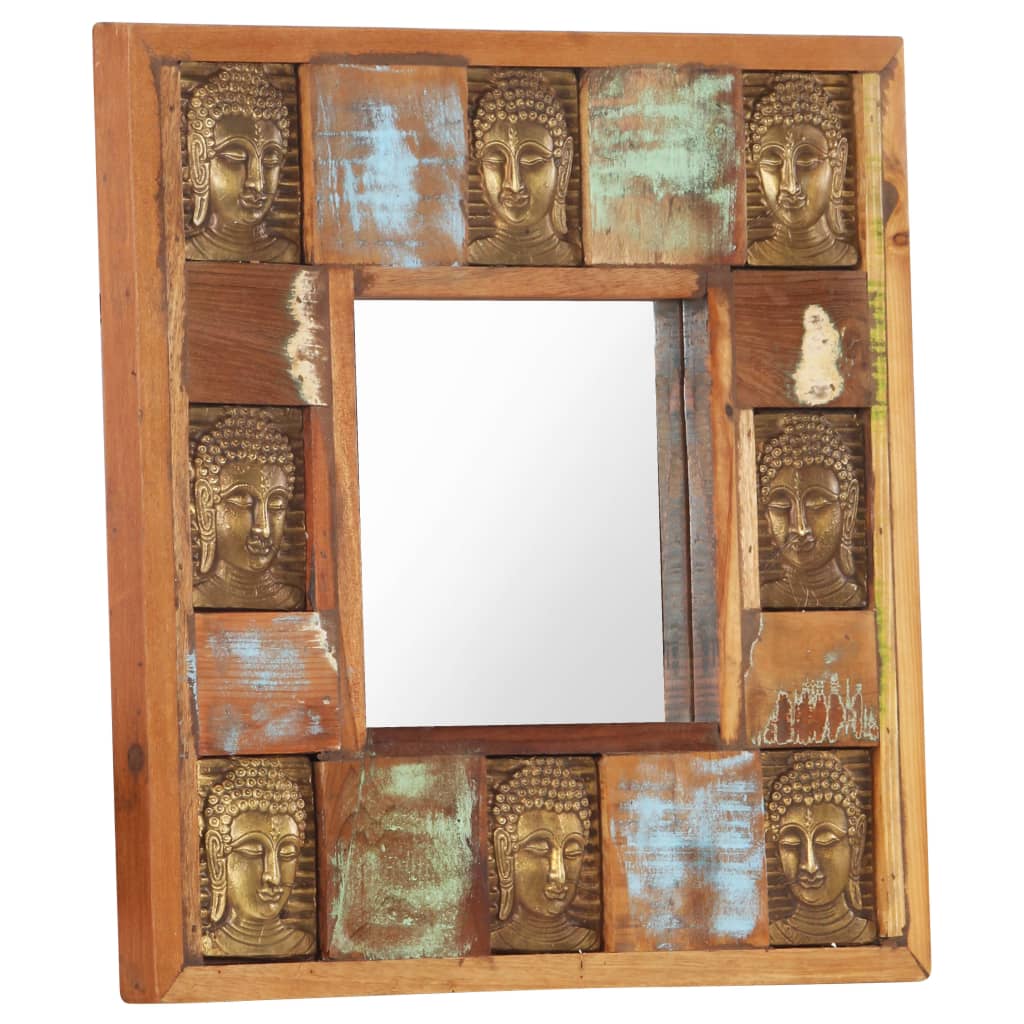 Spiegel Boeddha Massief Gerecycled Hout 50 x 50 cm