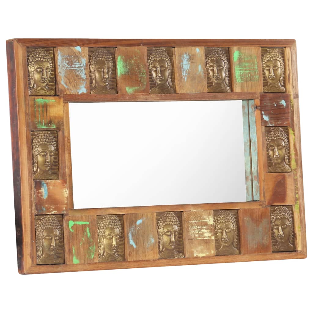 Spiegel boeddha 80x50 cm massief gerecycled hout