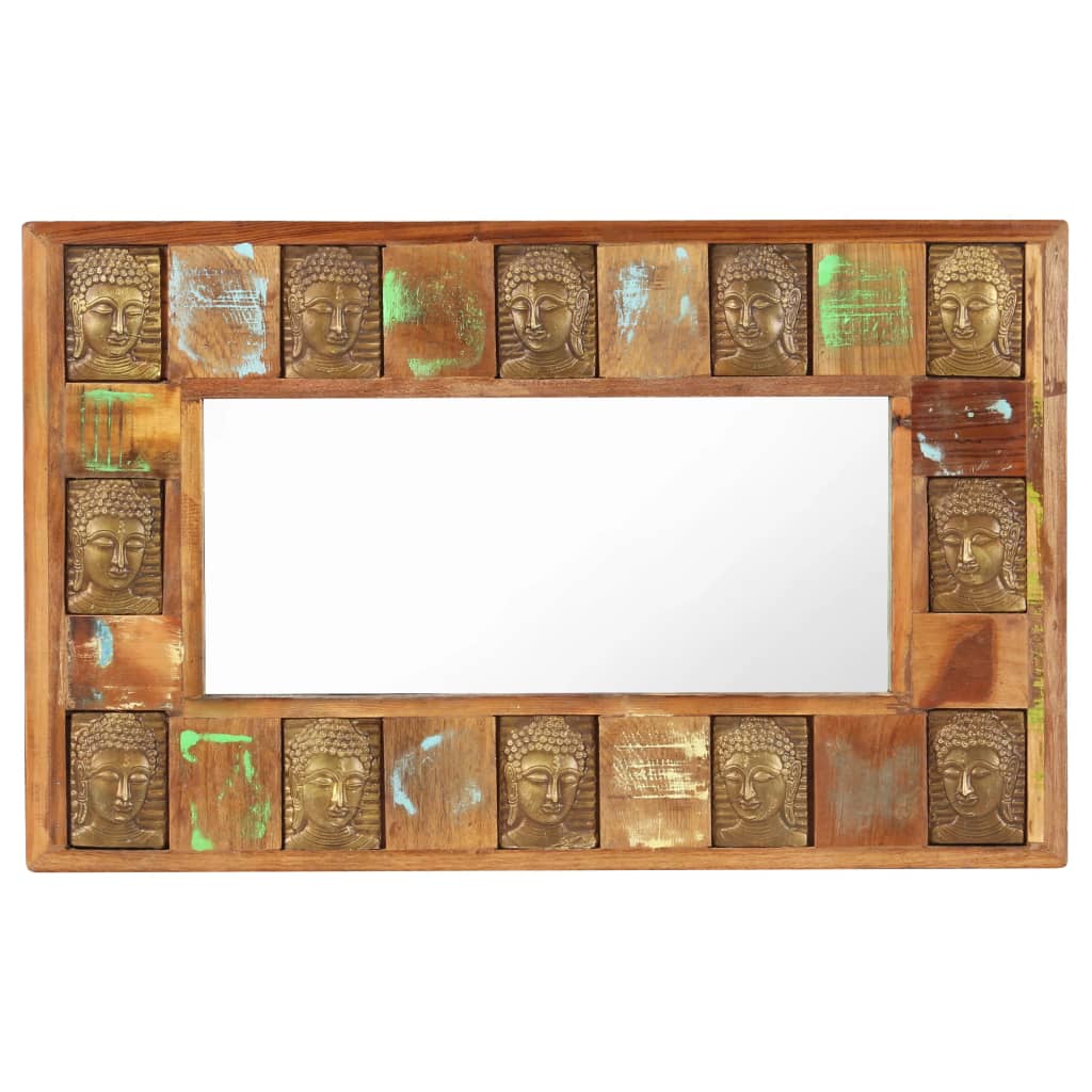 Spiegel boeddha 80x50 cm massief gerecycled hout
