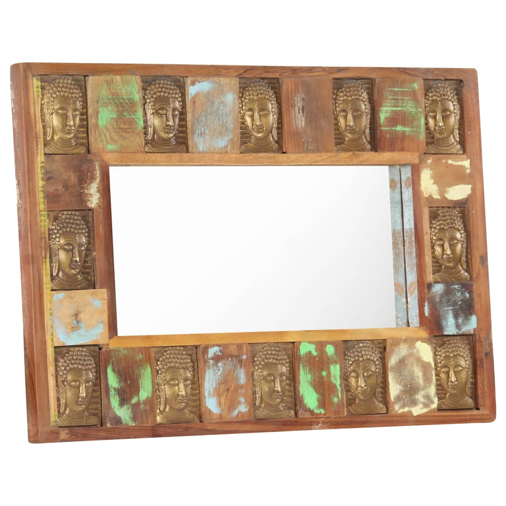 Spiegel boeddha 80x50 cm massief gerecycled hout