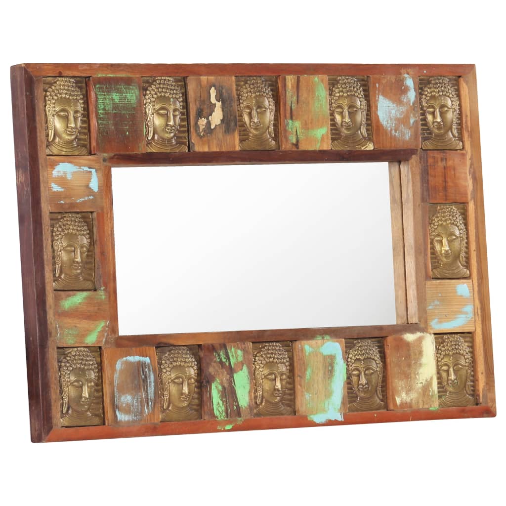 Spiegel boeddha 80x50 cm massief gerecycled hout