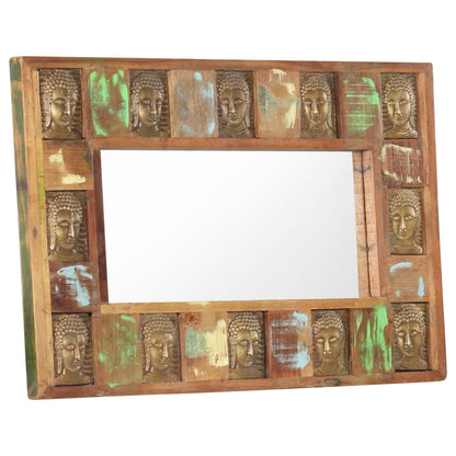 Spiegel boeddha 80x50 cm massief gerecycled hout