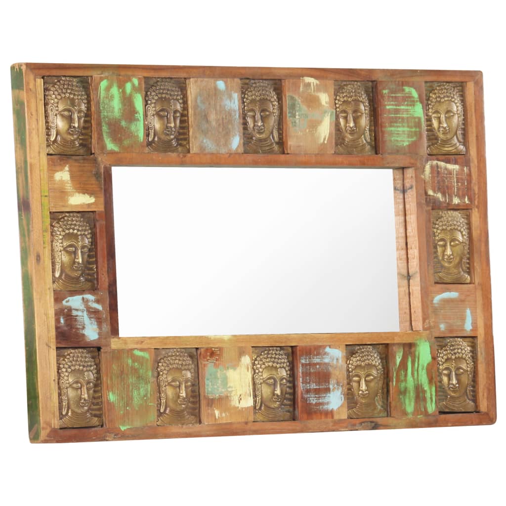 Spiegel boeddha 80x50 cm massief gerecycled hout