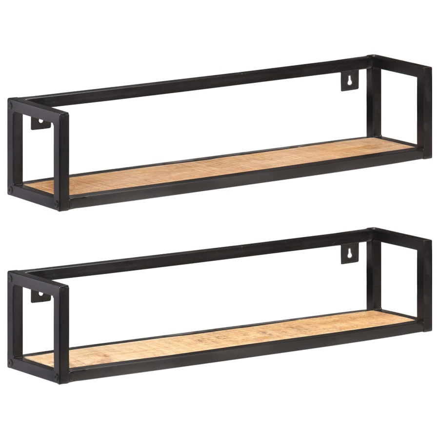 Wandschappen 2 St 80 Cm Ruw Mangohout Lichtgrijs