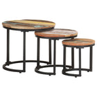 Bijzettafel set 3 st massief gerecycled hout