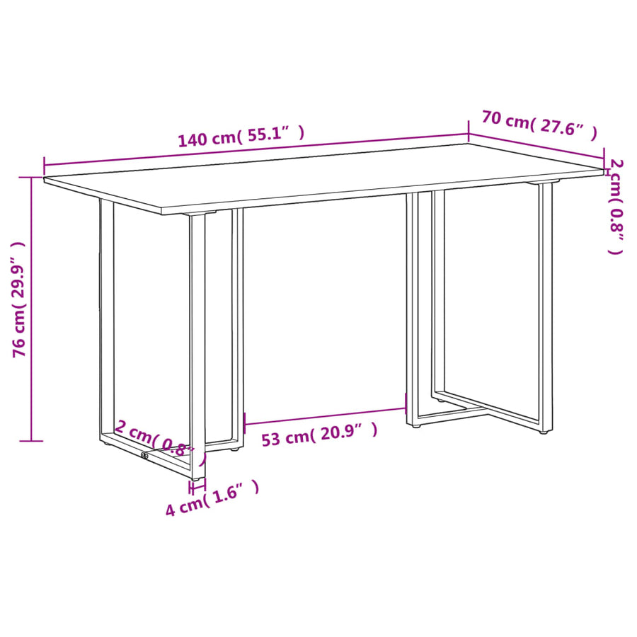 Eettafel 140 cm massief gerecycled hout