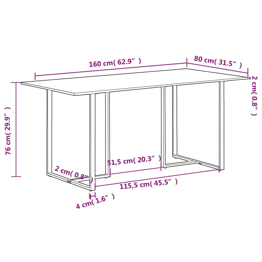 Eettafel 160 cm massief gerecycled hout