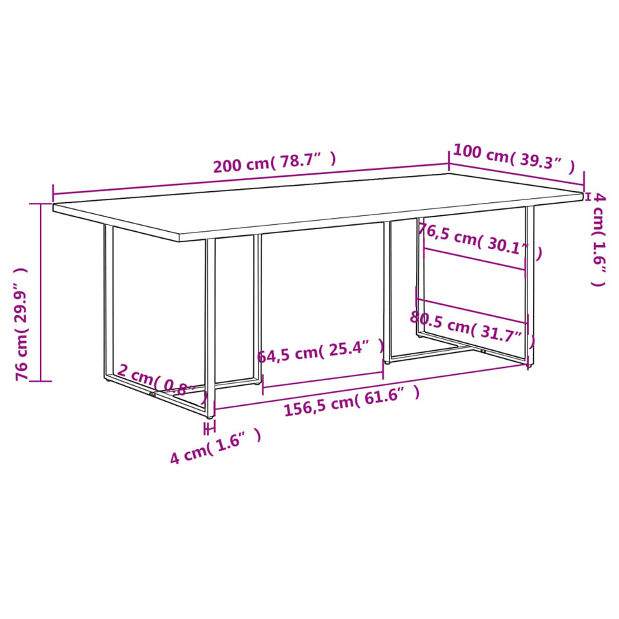Eettafel 200 Cm 200 x 100 x 76 cm