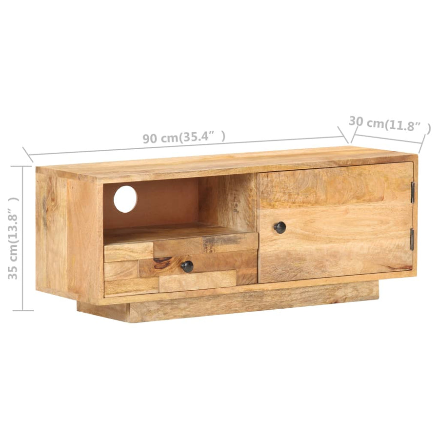 Tv-Meubel 90X30X35 Cm Massief Mangohout Crème