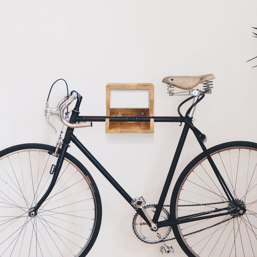 Wandfietsenrek 35X25X25 Cm Massief Ruw Mangohout 1