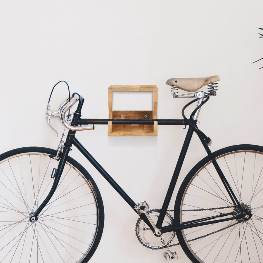Wandfietsenrek 35X25X25 Cm Massief Ruw Mangohout 1