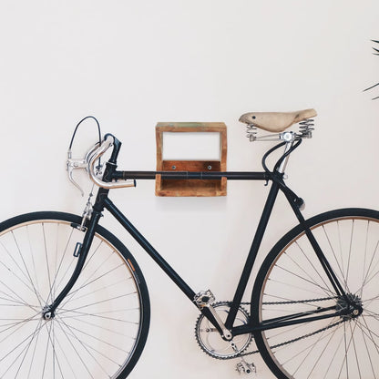 Wandfietsenrek 35X25X25 Cm massief gerecycled hout