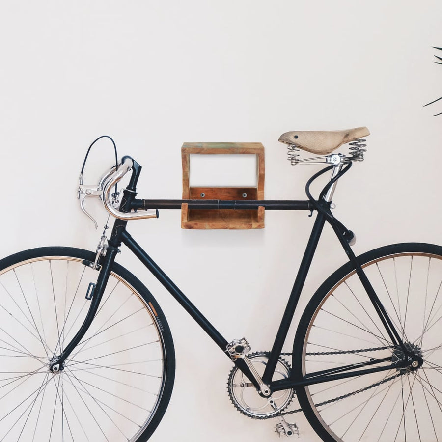 Wandfietsenrek 35X25X25 Cm massief gerecycled hout