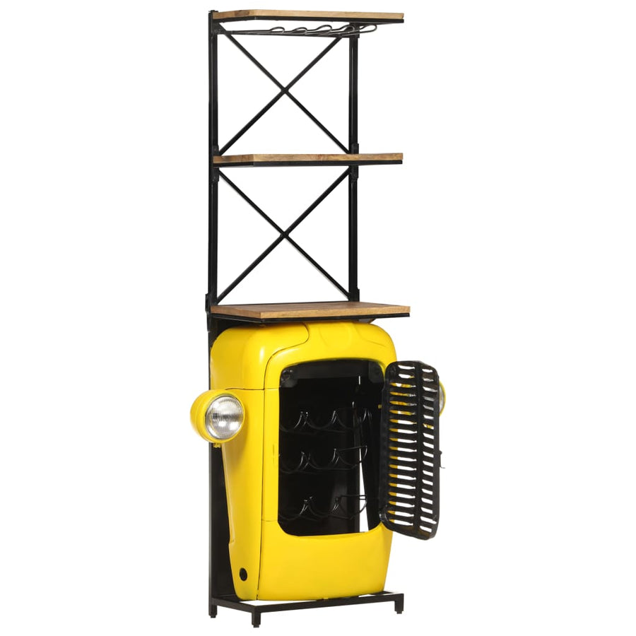 Wijnkast Tractor 49X31X172 Cm Massief Mangohout Geel