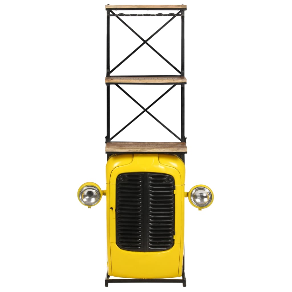 Wijnkast Tractor 49X31X172 Cm Massief Mangohout Geel