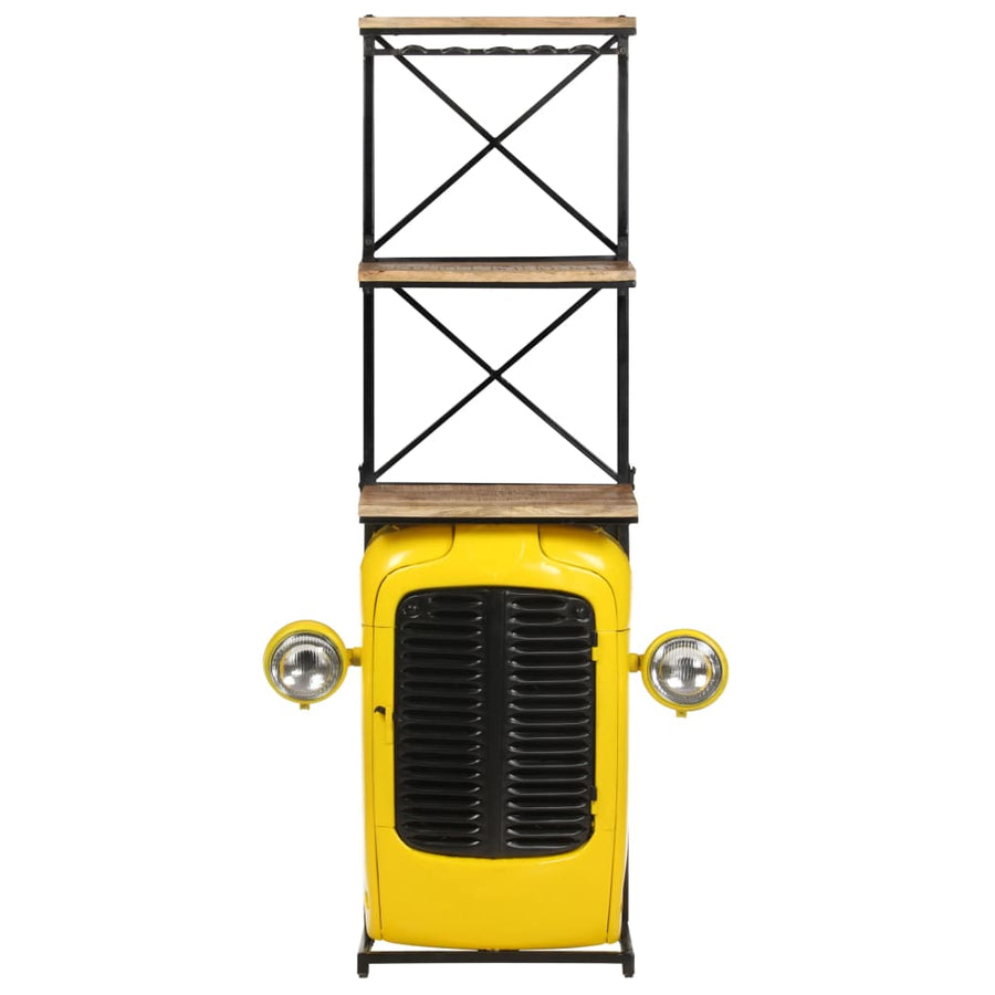 Wijnkast Tractor 49X31X172 Cm Massief Mangohout Geel