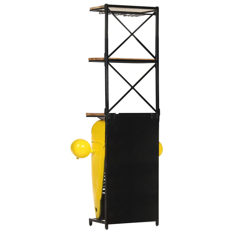 Wijnkast Tractor 49X31X172 Cm Massief Mangohout Geel