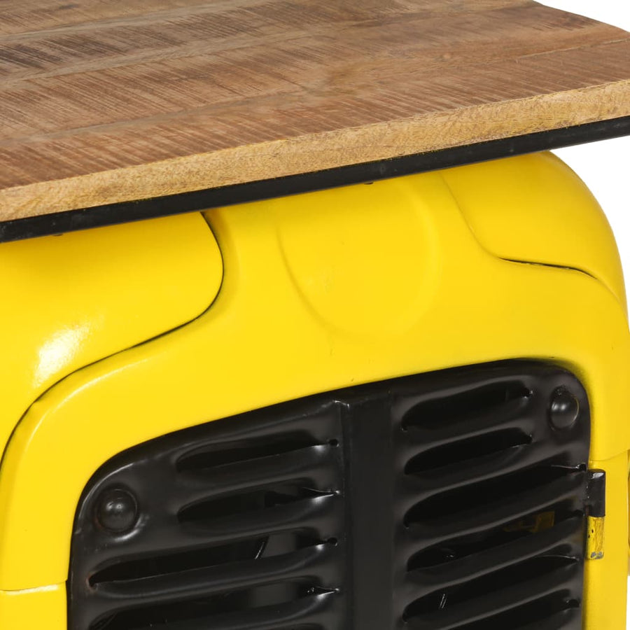 Wijnkast Tractor 49X31X172 Cm Massief Mangohout Geel