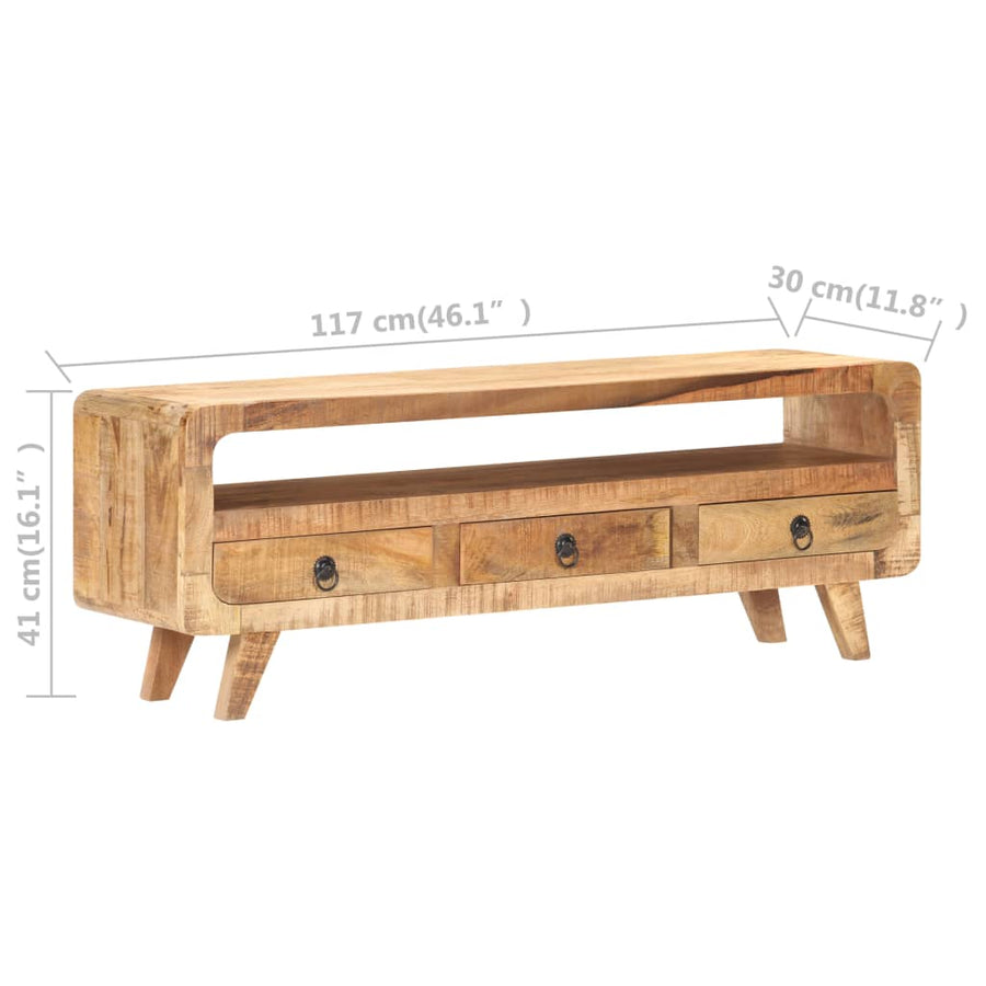 Tv-meubel 117x30x41 cm massief ruw mangohout