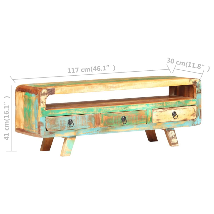 Tv-Meubel 7X30X4 Cm massief gerecycled hout