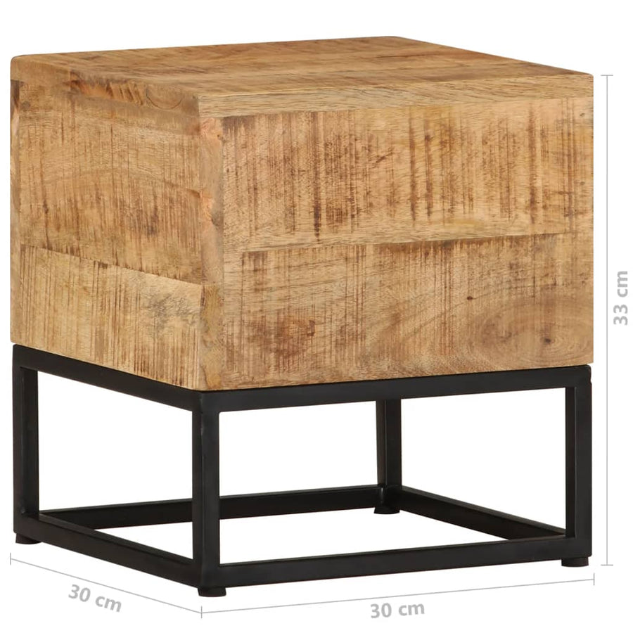 Bijzettafel 30X30X33 Cm Ruw Mangohout