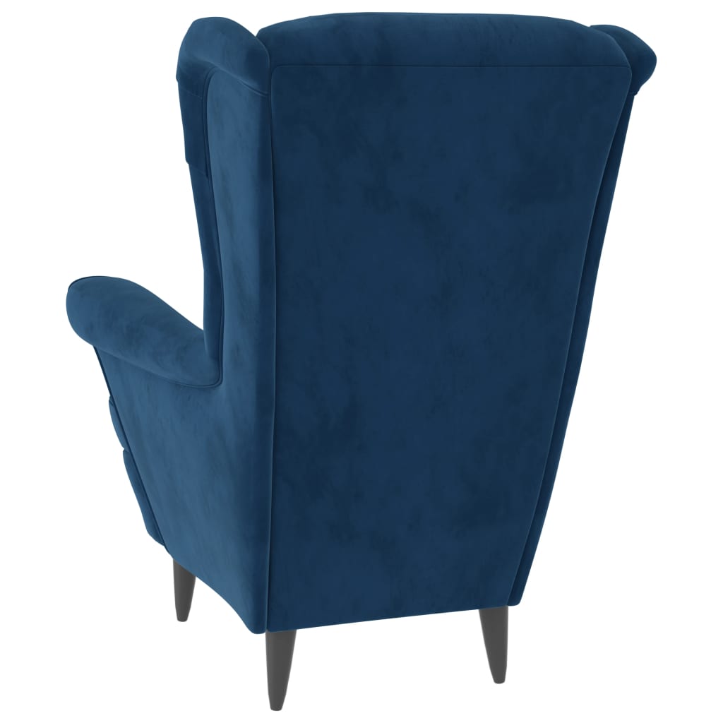Fauteuil Fluweel Blauw Zonder voetensteun