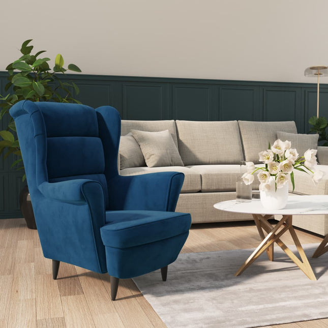 Fauteuil Fluweel Blauw Zonder voetensteun