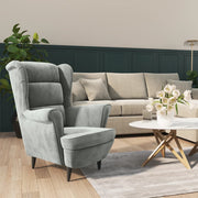 Fauteuil fluweel lichtgrijs 78x90x96.5 cm