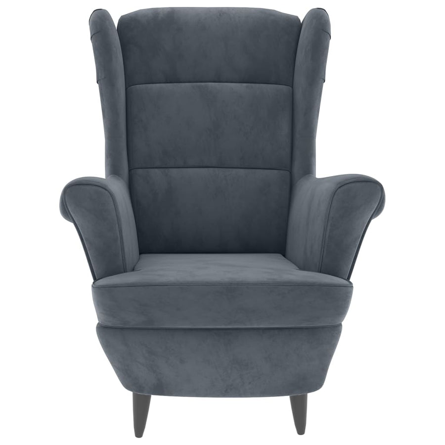 Fauteuil Fluweel Donkergrijs Zonder voetensteun