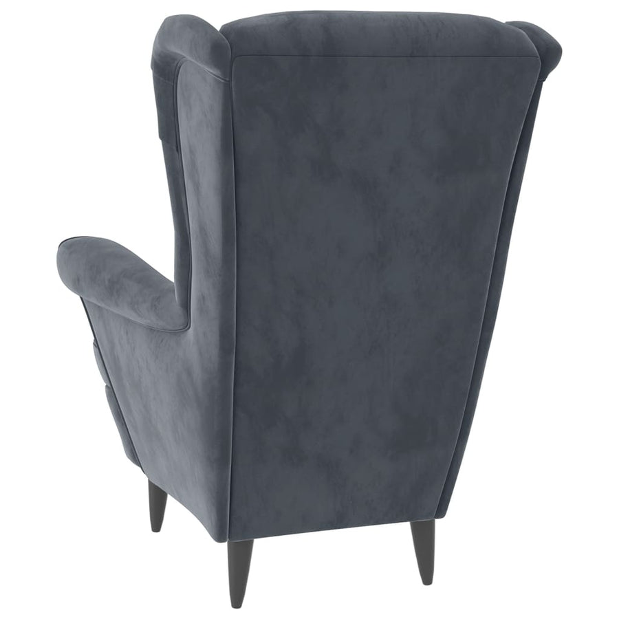 Fauteuil Fluweel Donkergrijs Zonder voetensteun