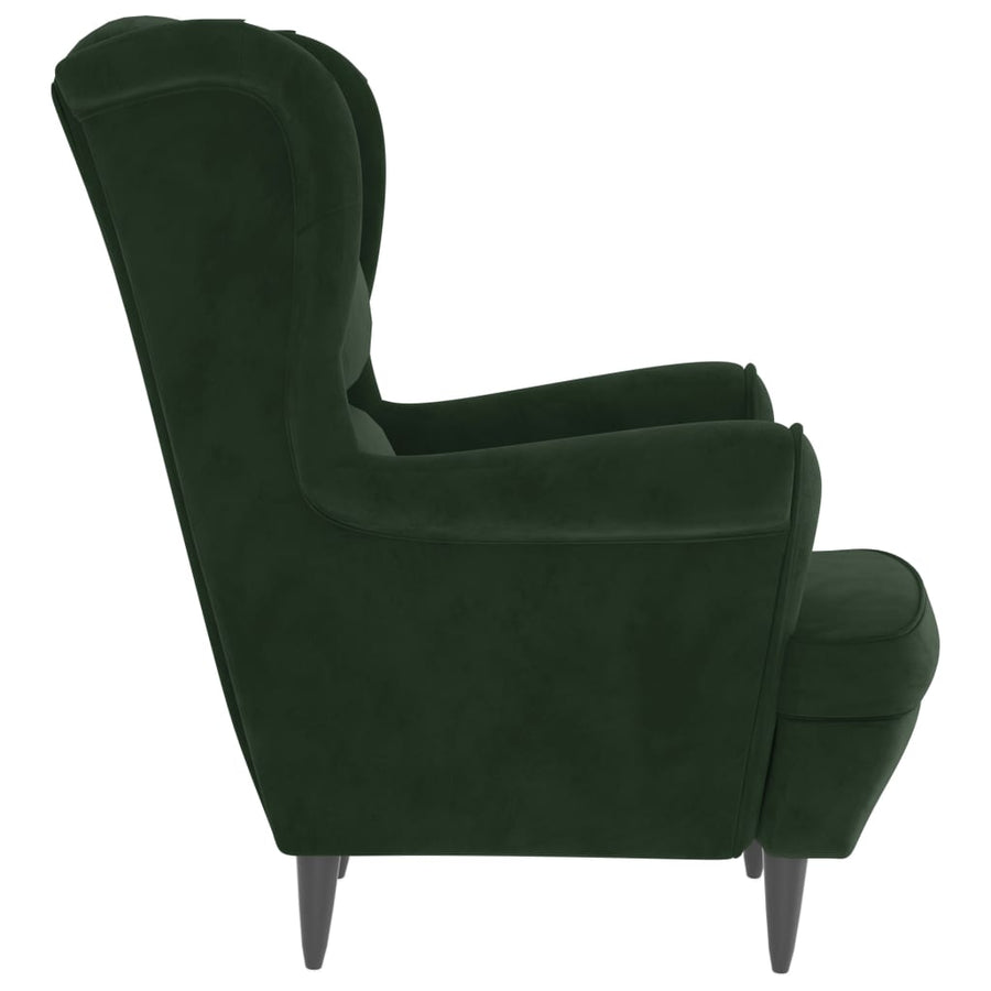 Fauteuil Fluweel Donkergroen Zonder voetensteun