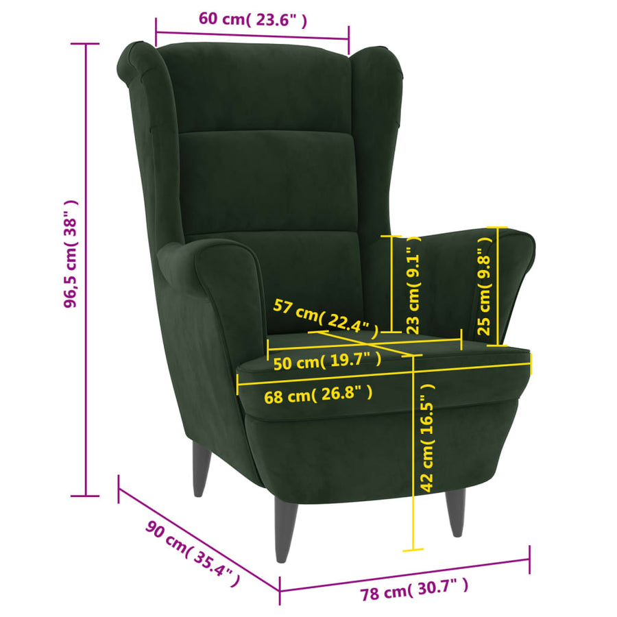 Fauteuil Fluweel Donkergroen Zonder voetensteun