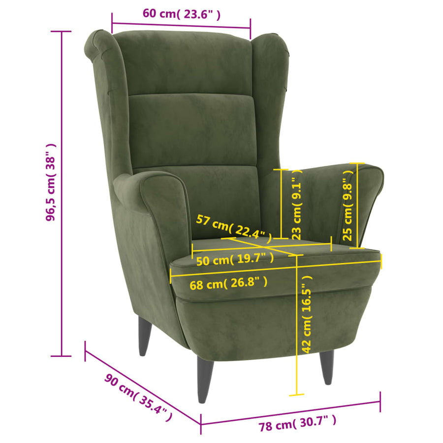 Fauteuil Fluweel Lichtgroen Zonder voetensteun