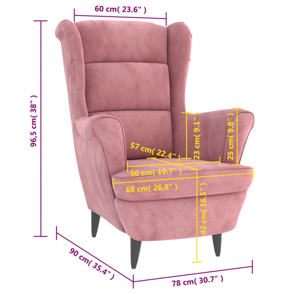 Fauteuil Fluweel Roze Zonder voetensteun