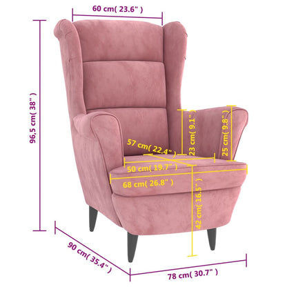 Fauteuil Fluweel Roze Zonder voetensteun