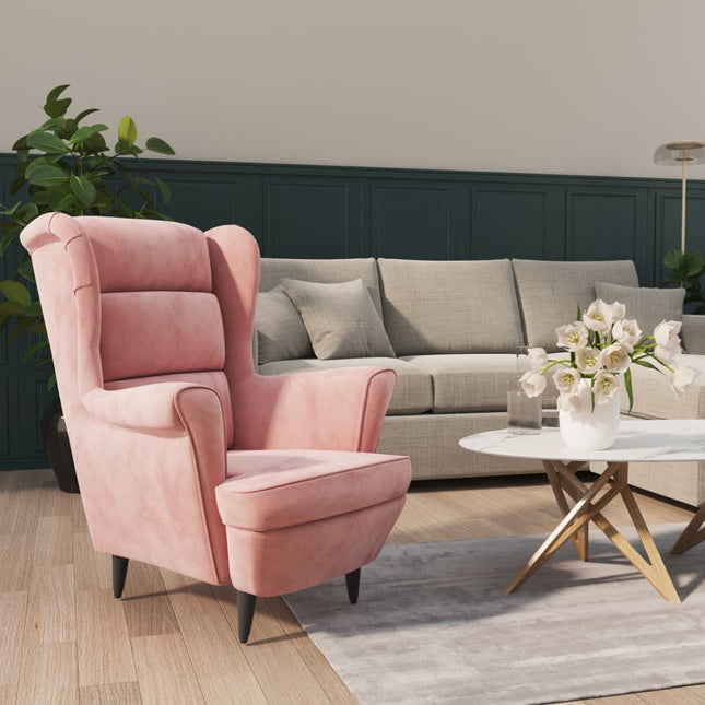 Fauteuil Fluweel Roze Zonder voetensteun