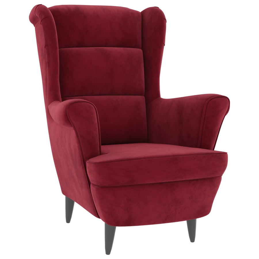 Fauteuil Fluweel Wijnrood Zonder voetensteun
