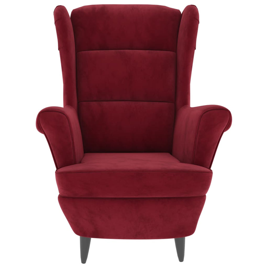 Fauteuil Fluweel Wijnrood Zonder voetensteun