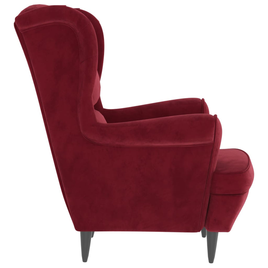 Fauteuil Fluweel Wijnrood Zonder voetensteun