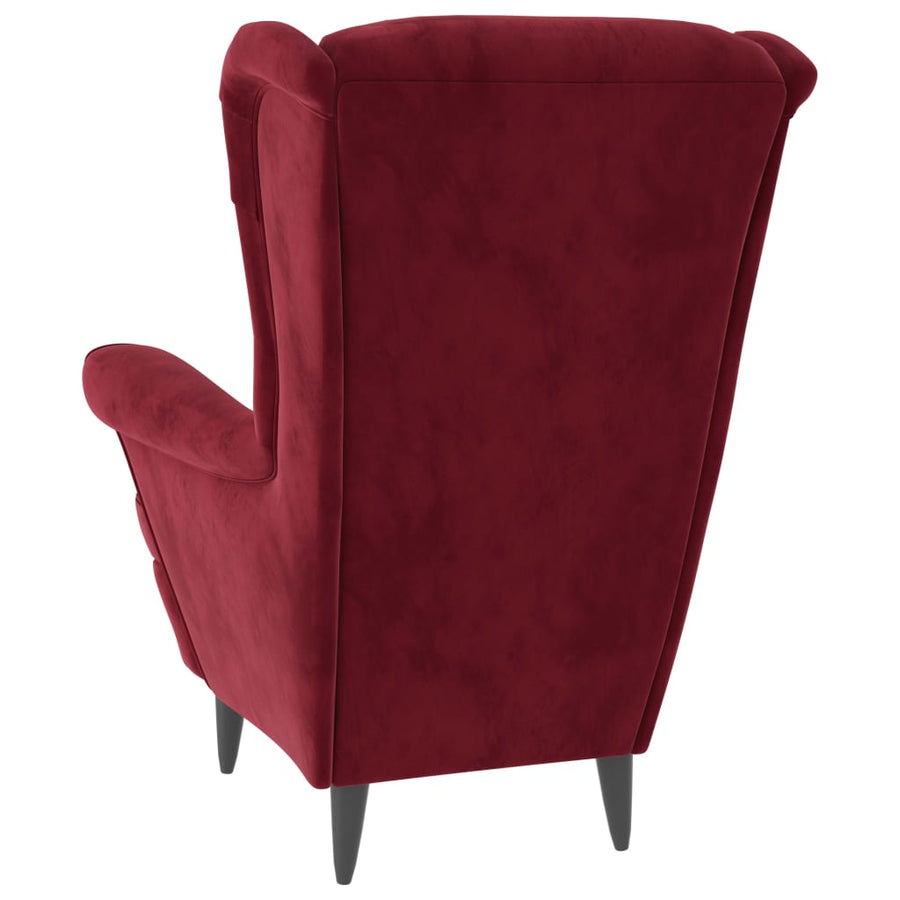 Fauteuil Fluweel Wijnrood Zonder voetensteun
