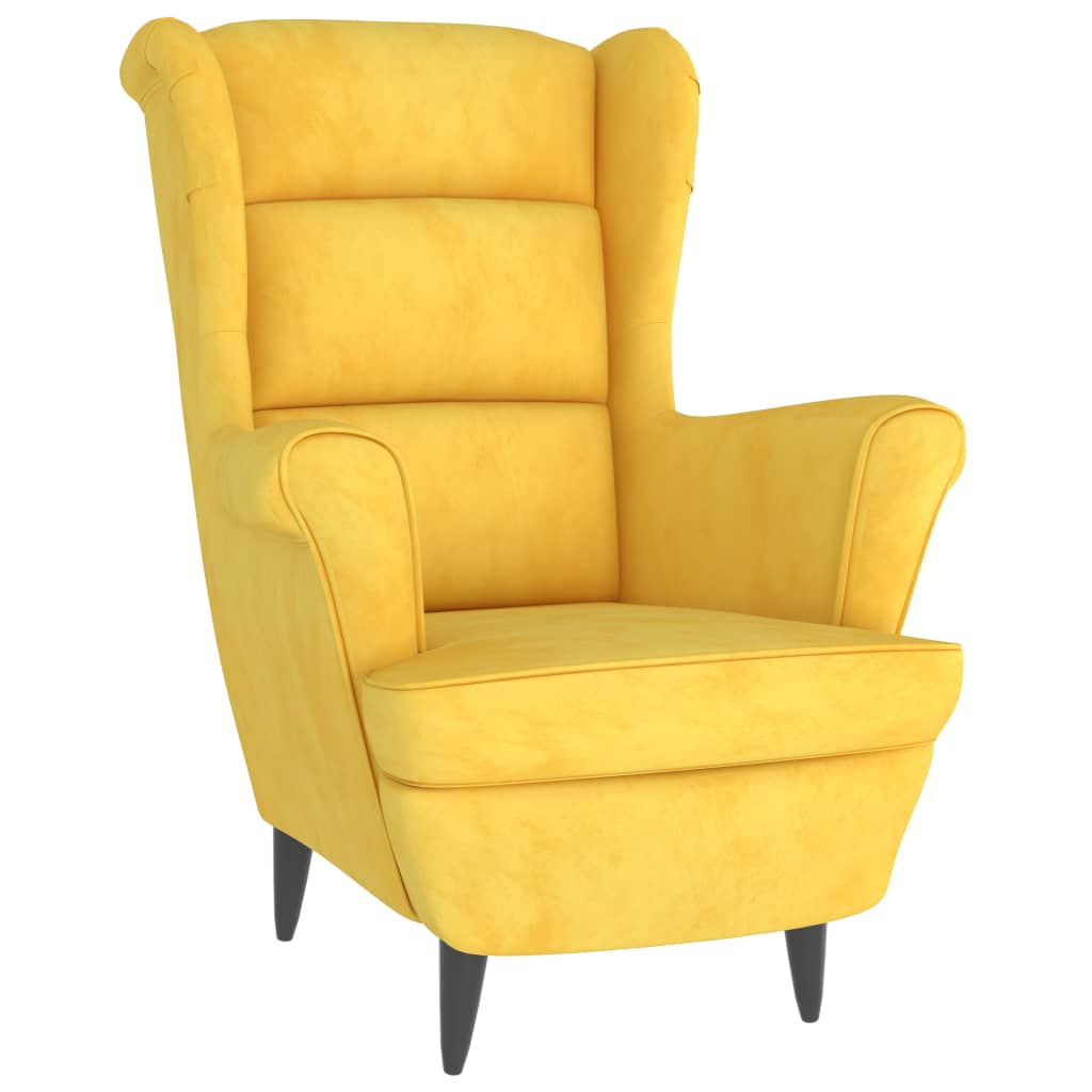 Fauteuil Fluweel Mosterdgeel Zonder voetensteun