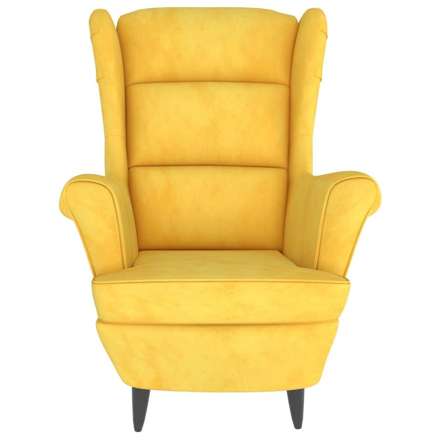 Fauteuil Fluweel Mosterdgeel Zonder voetensteun