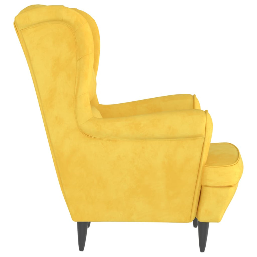 Fauteuil Fluweel Mosterdgeel Zonder voetensteun
