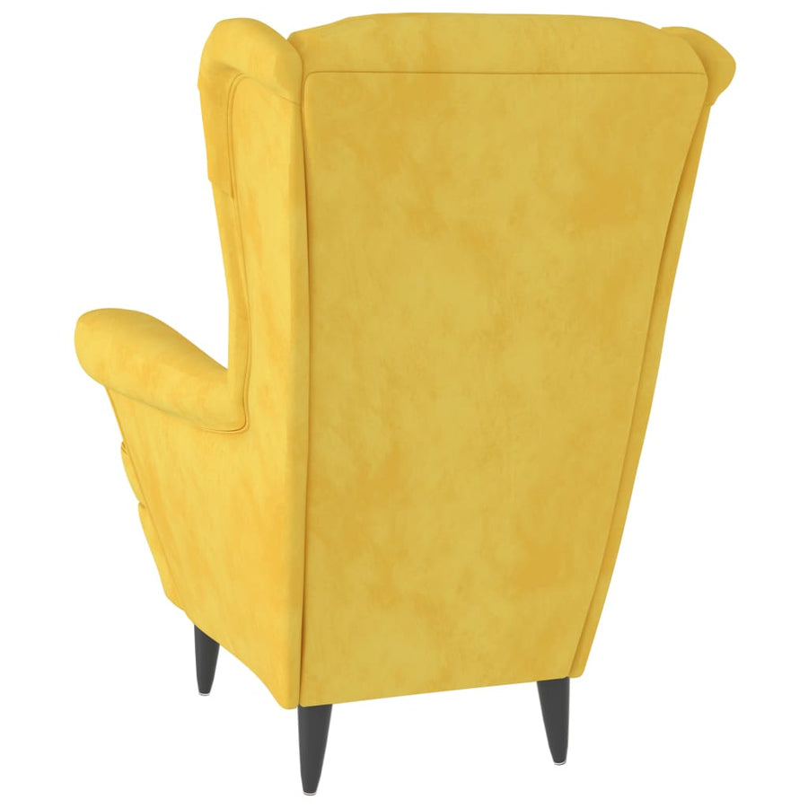 Fauteuil Fluweel Mosterdgeel Zonder voetensteun