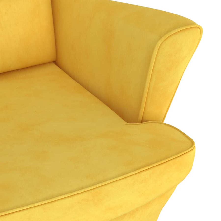 Fauteuil Fluweel Mosterdgeel Zonder voetensteun