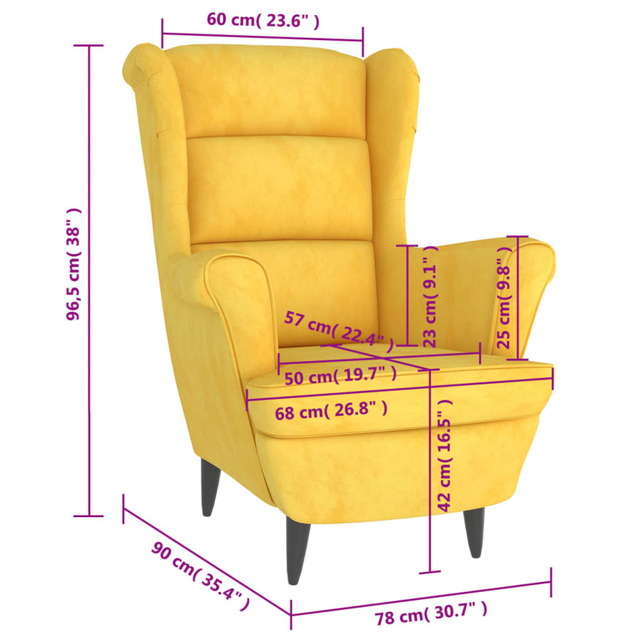 Fauteuil Fluweel Mosterdgeel Zonder voetensteun